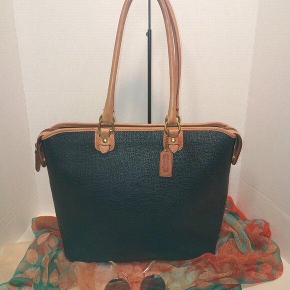 Rare '90s COACH Italy Dakota Collection Harvest Tote 4207 Black Pebbled Leather - Picture 2 of 15